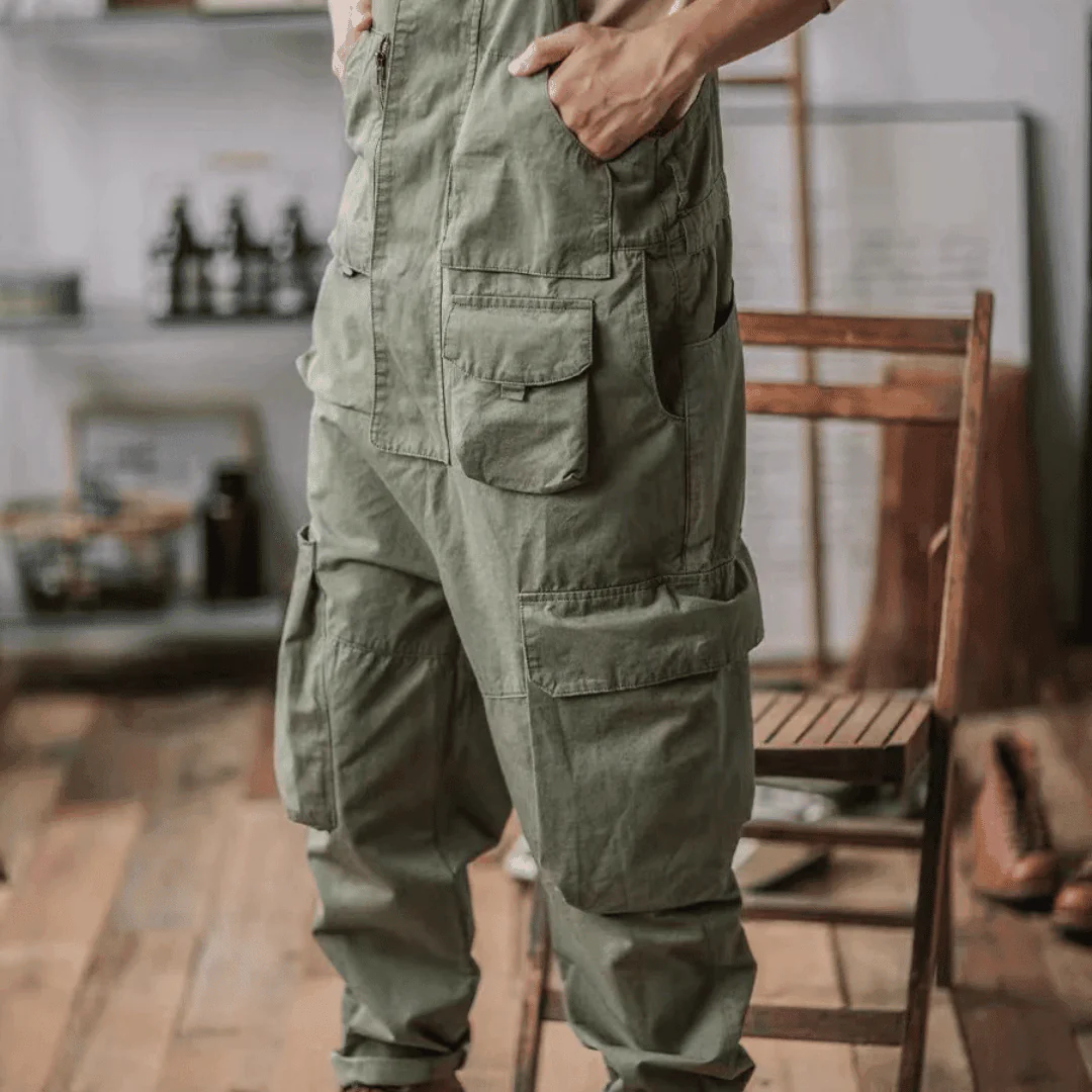 Sloppy Overalls Big Pockets Workwear with Zipper Fly - Image 12