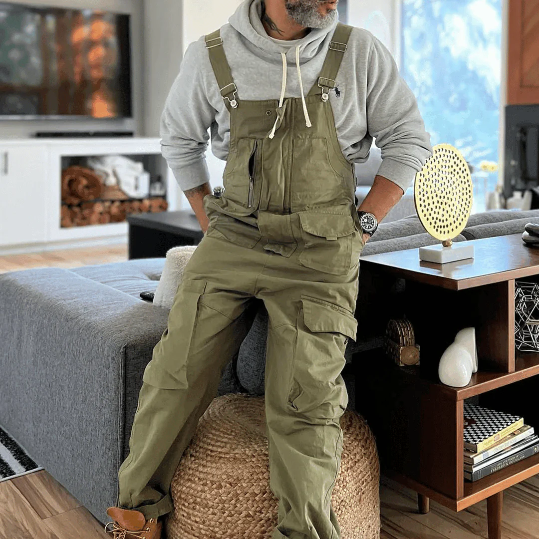Sloppy Overalls Big Pockets Workwear with Zipper Fly - Image 13