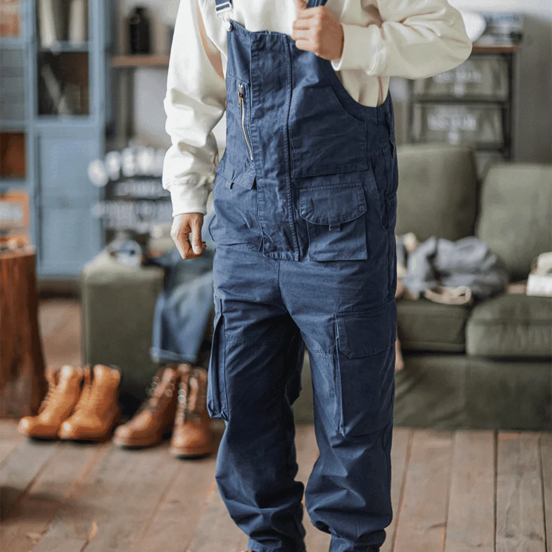 Sloppy Overalls Big Pockets Workwear with Zipper Fly - Image 17
