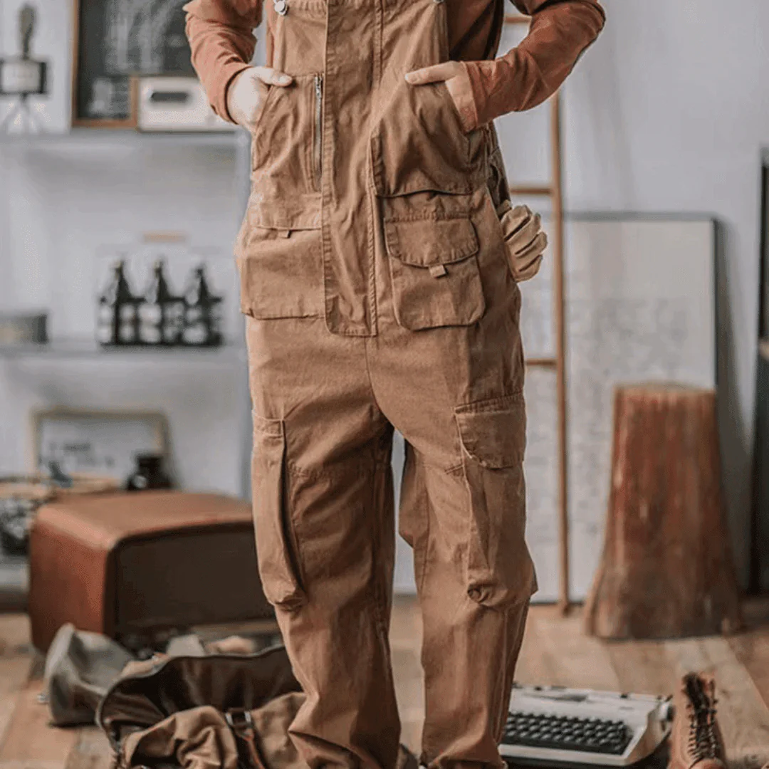 Sloppy Overalls Big Pockets Workwear with Zipper Fly - Image 4