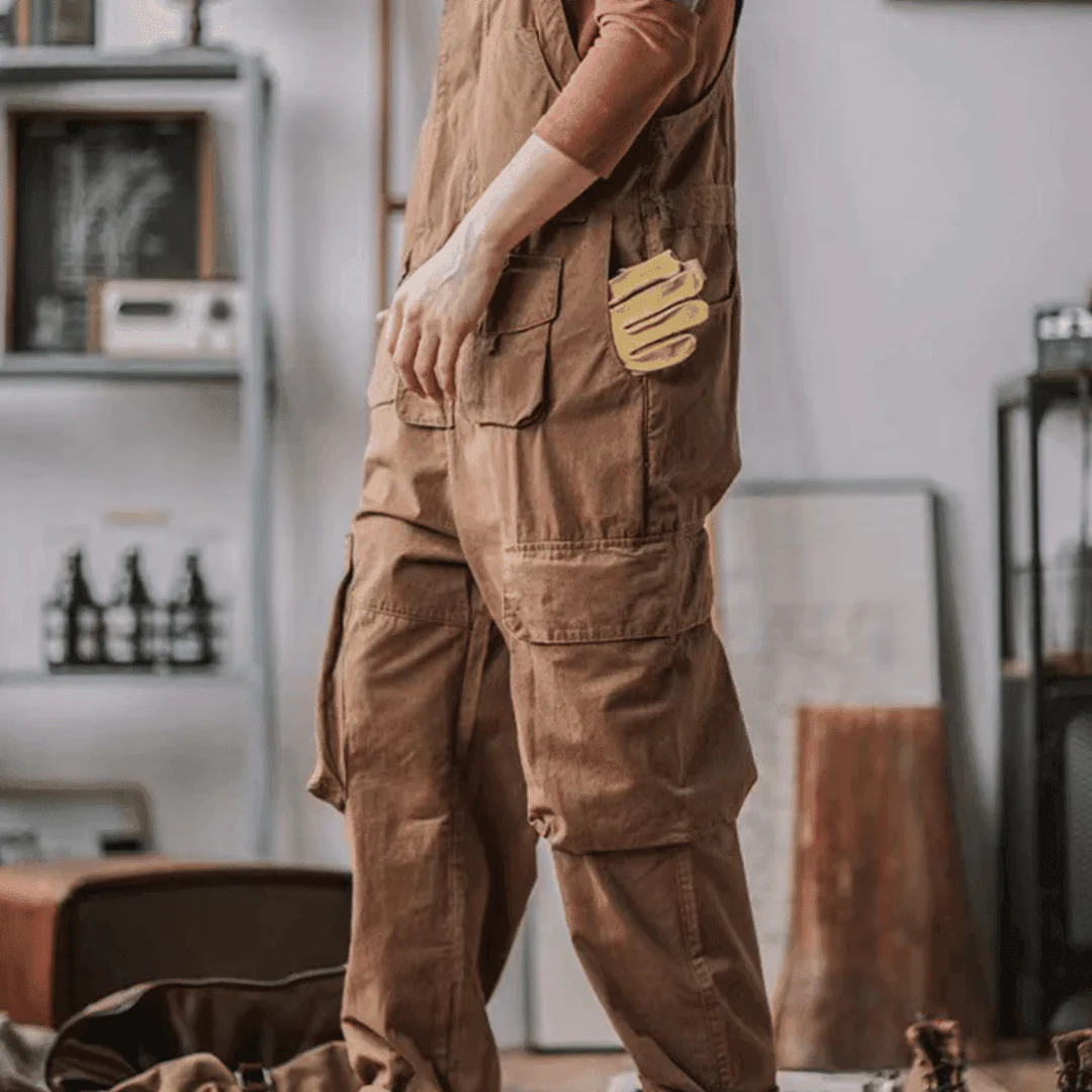 Sloppy Overalls Big Pockets Workwear with Zipper Fly - Image 5