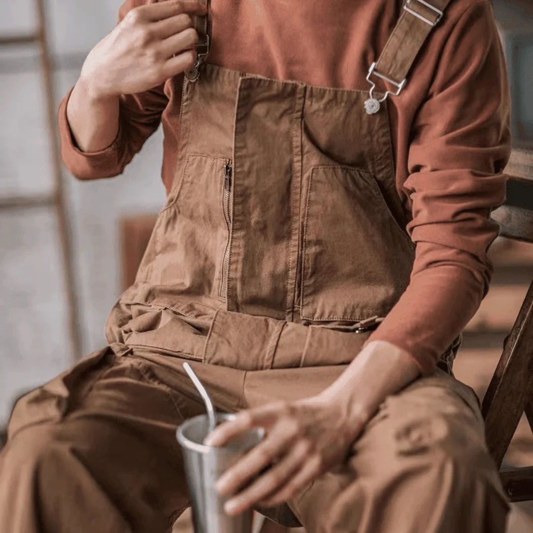 Sloppy Overalls Big Pockets Workwear with Zipper Fly - Image 6