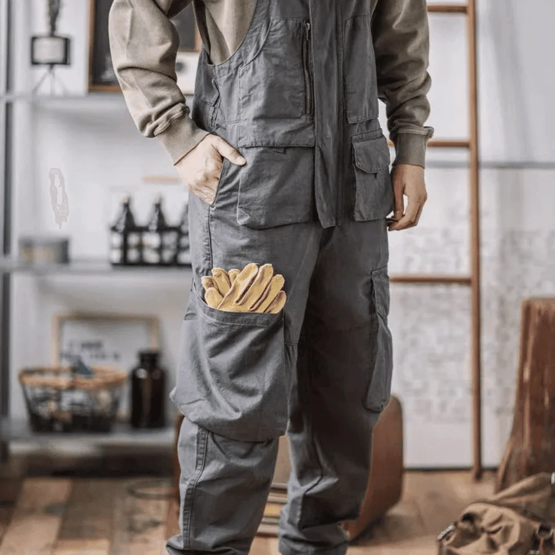 Sloppy Overalls Big Pockets Workwear with Zipper Fly - Image 7
