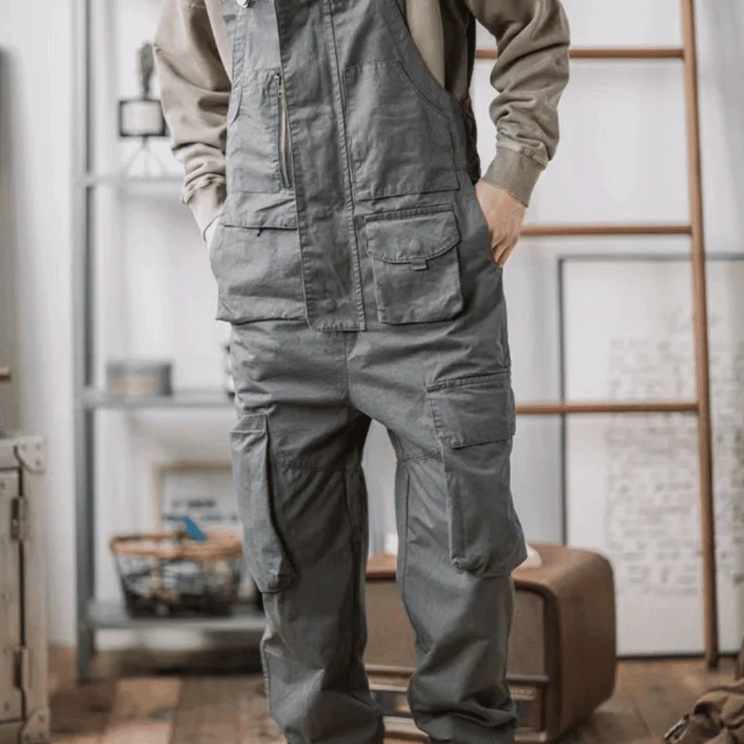 Sloppy Overalls Big Pockets Workwear with Zipper Fly - Image 8