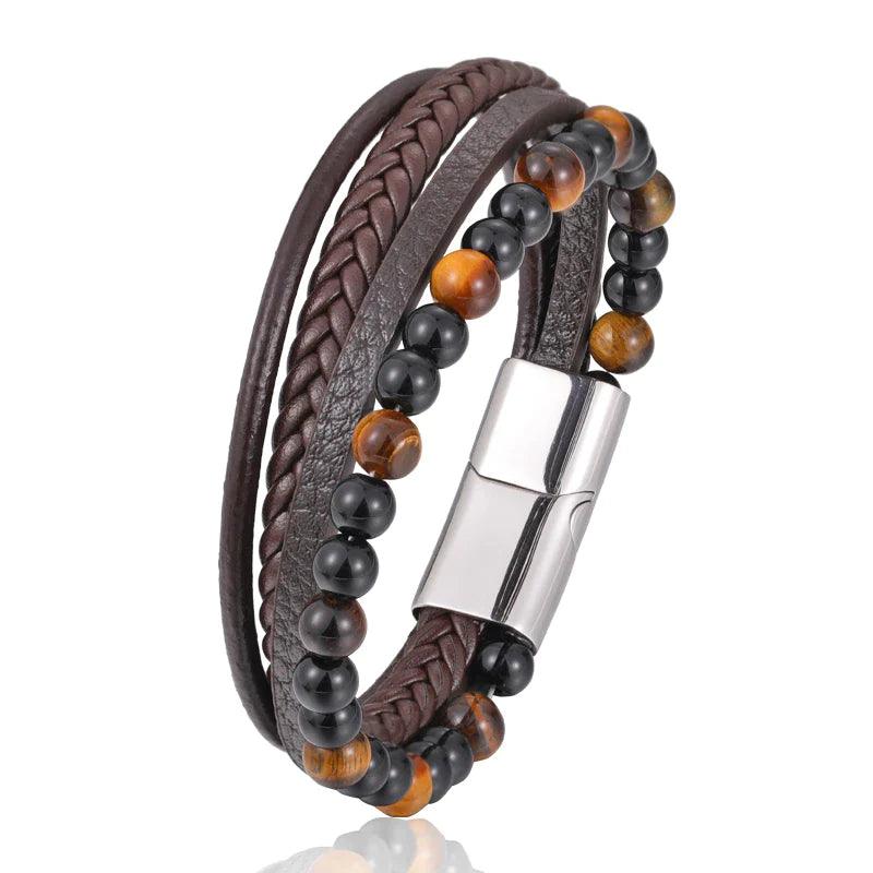 Tiger's Eye Bracelet - Leather and Steel - Image 7